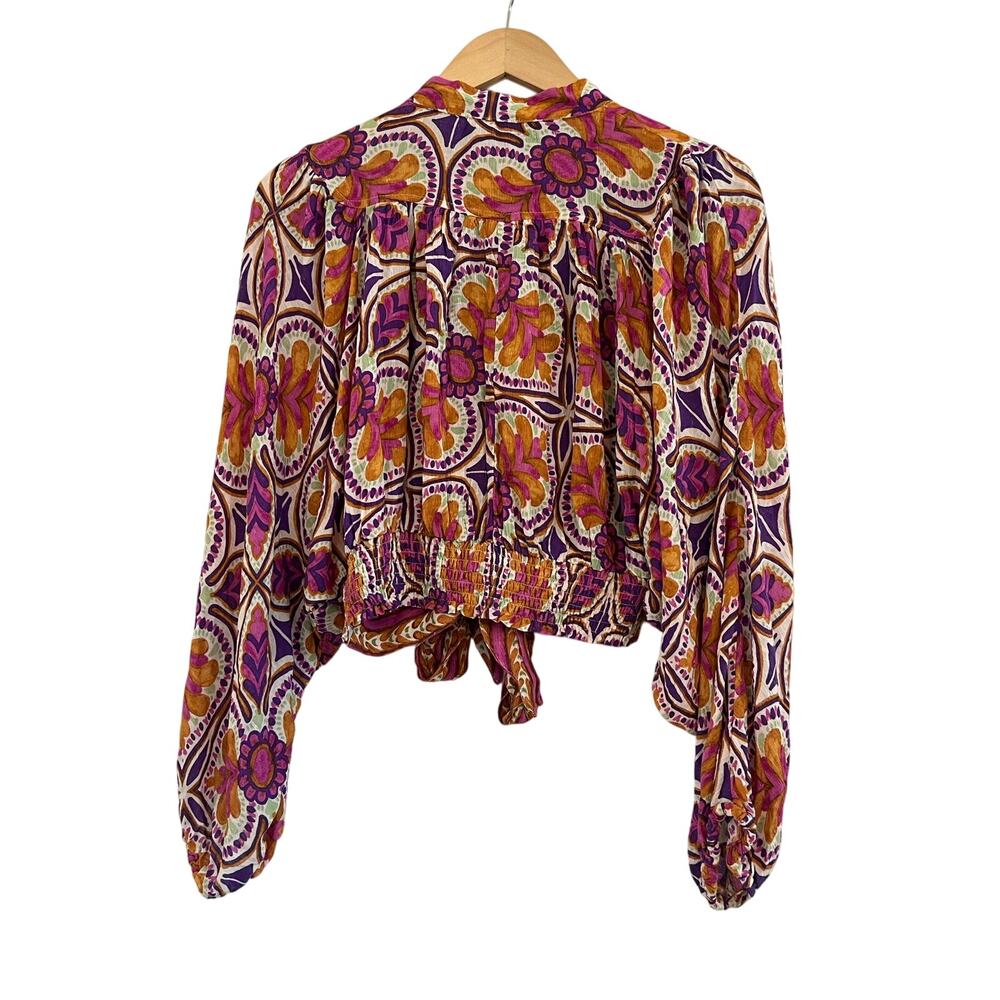 NWT Haute Hippie 2 pc Set Blouse Pants Womens Medium Floral Abstract Y2K Boho - Picture 4 of 15